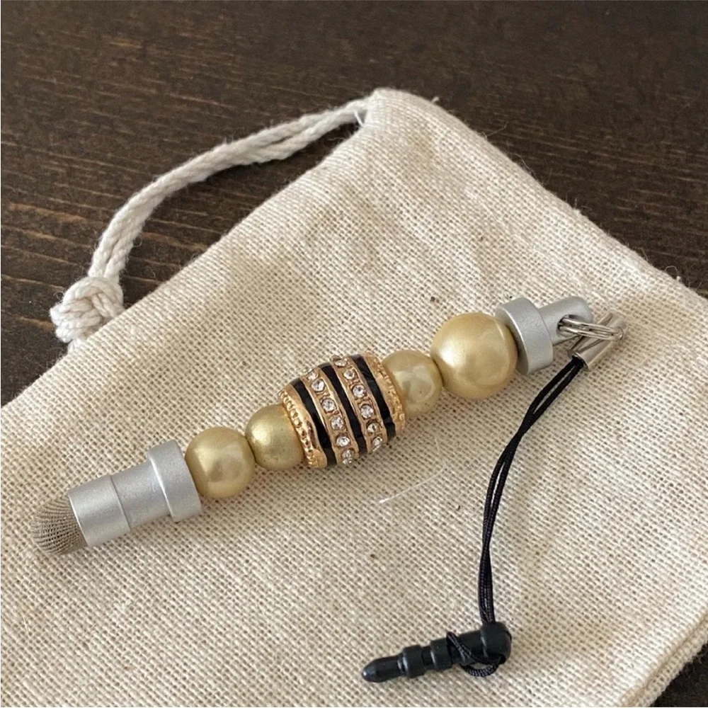 Faux Pearl Champagne Colored Beaded Stylus Mini Cell Phone Accessories